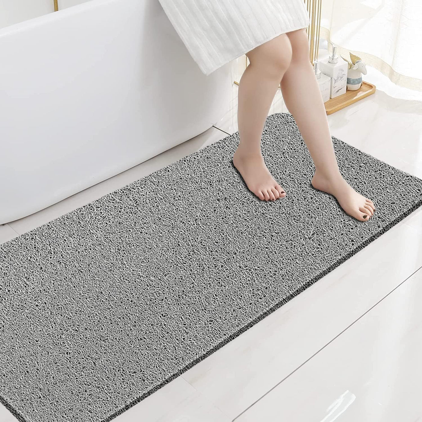 Loofah Shower Mat – 15.7x36 Non-Slip, Light Green