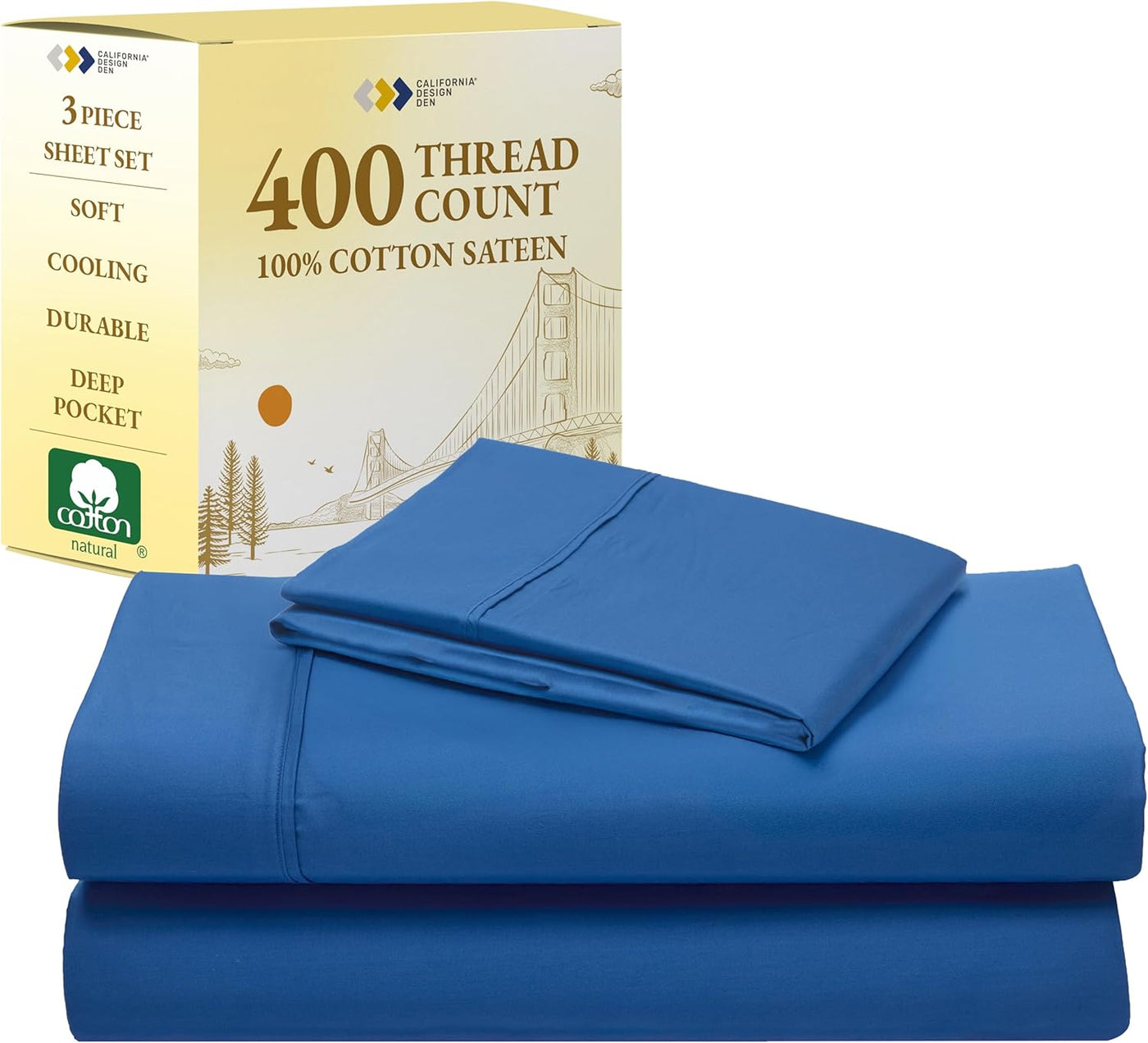 Full Size White Bed Sheets – 400 TC Cotton Set