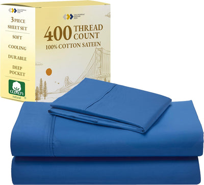 Full Size White Bed Sheets – 400 TC Cotton Set
