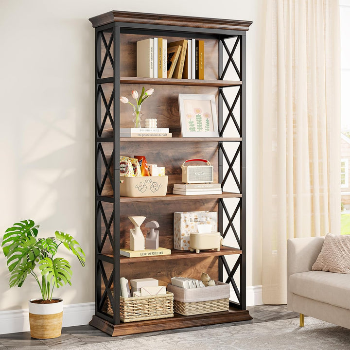6-Tier Industrial Bookcase – 71" Tall