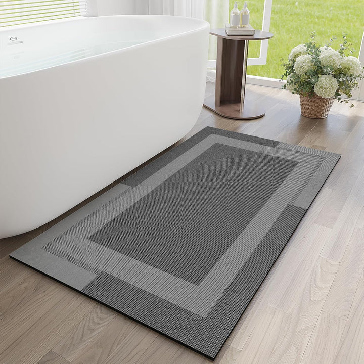 Beige Bath Mat – 16"x24" Thin Non-Slip Quick Dry