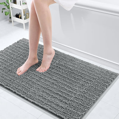 Ivory Chenille Bath Rug – 24"x16" Plush Non-Slip
