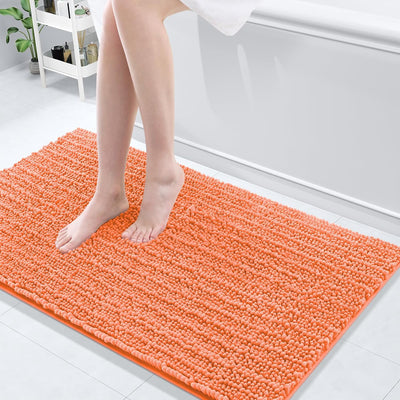 Ivory Chenille Bath Rug – 24"x16" Plush Non-Slip