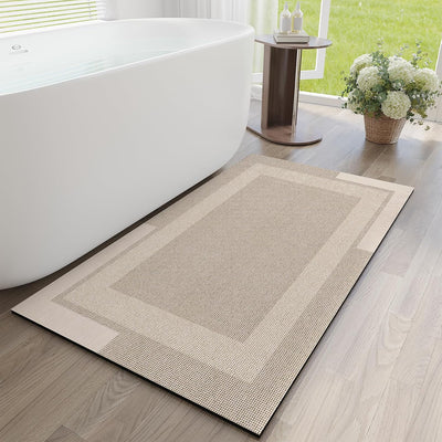 Beige Bath Mat – 16"x24" Thin Non-Slip Quick Dry