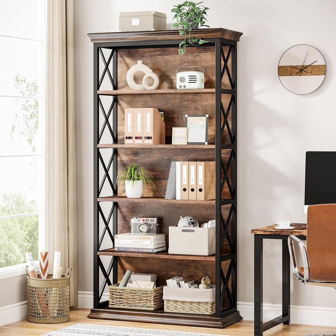 6-Tier Industrial Bookcase – 71" Tall