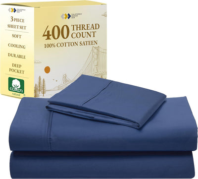 Full Size White Bed Sheets – 400 TC Cotton Set