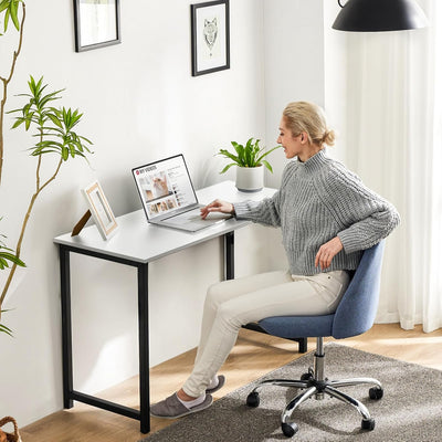 32" White Small Computer Desk with Metal Frame