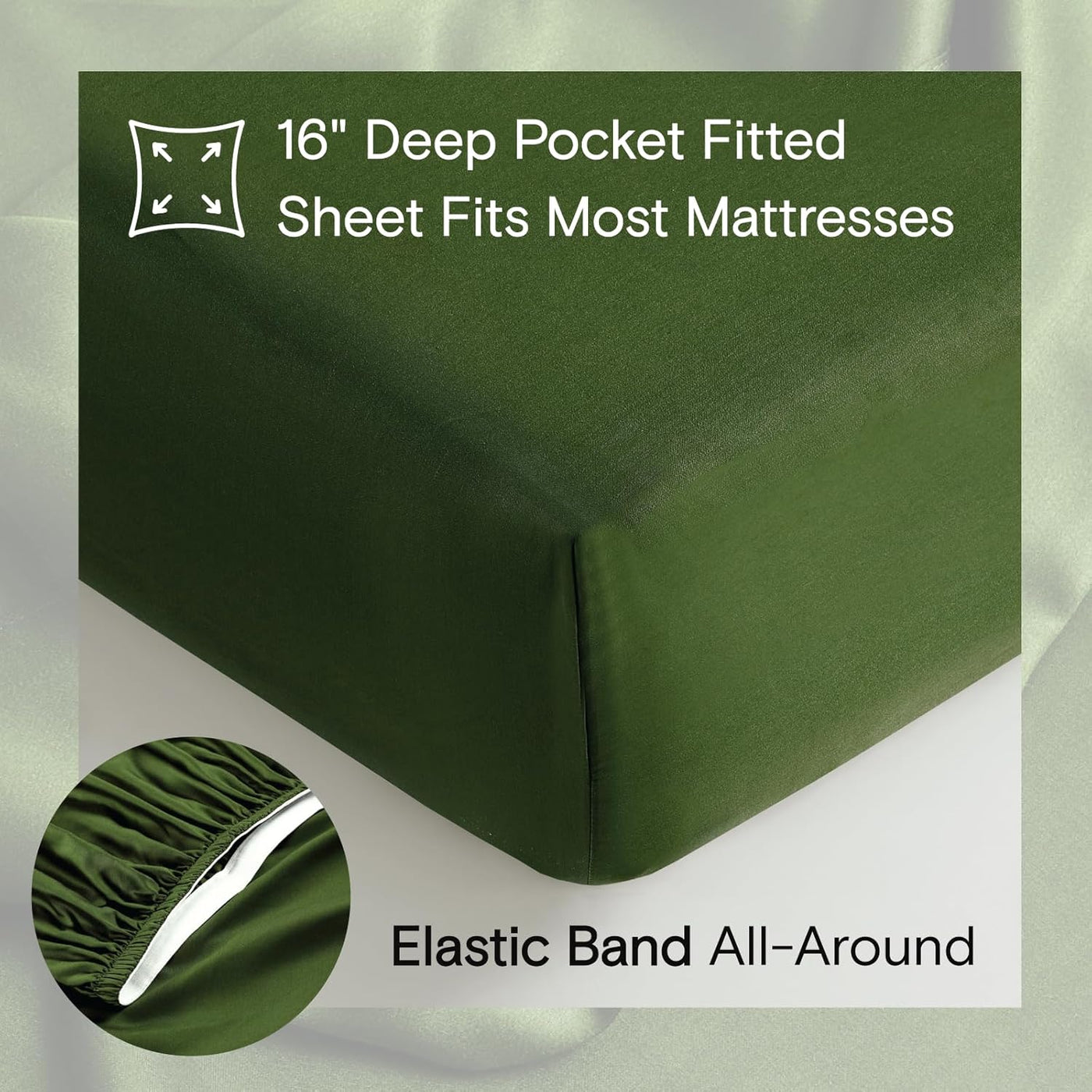 Queen Bamboo Sheet Set – Forest Green, 3 Pc