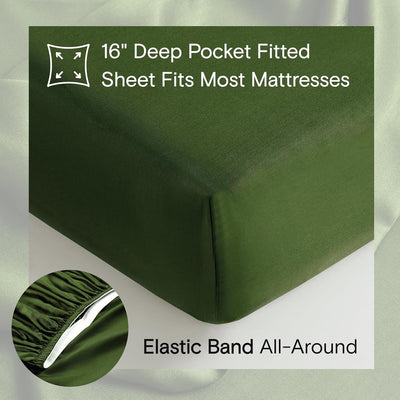 Queen Bamboo Sheet Set – Forest Green, 3 Pc