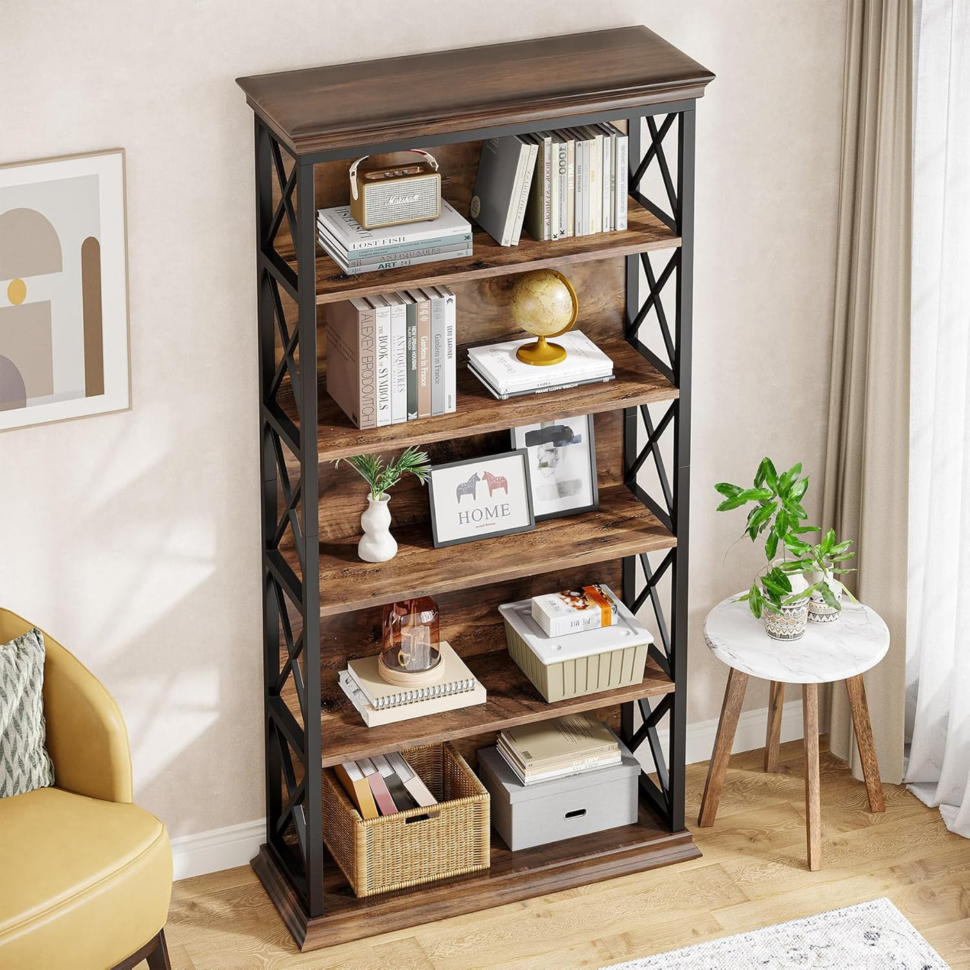 6-Tier Industrial Bookcase – 71" Tall