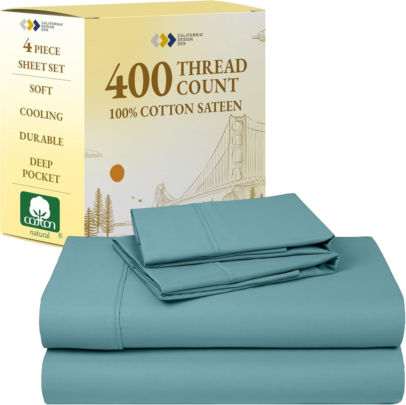 Full Size White Bed Sheets – 400 TC Cotton Set