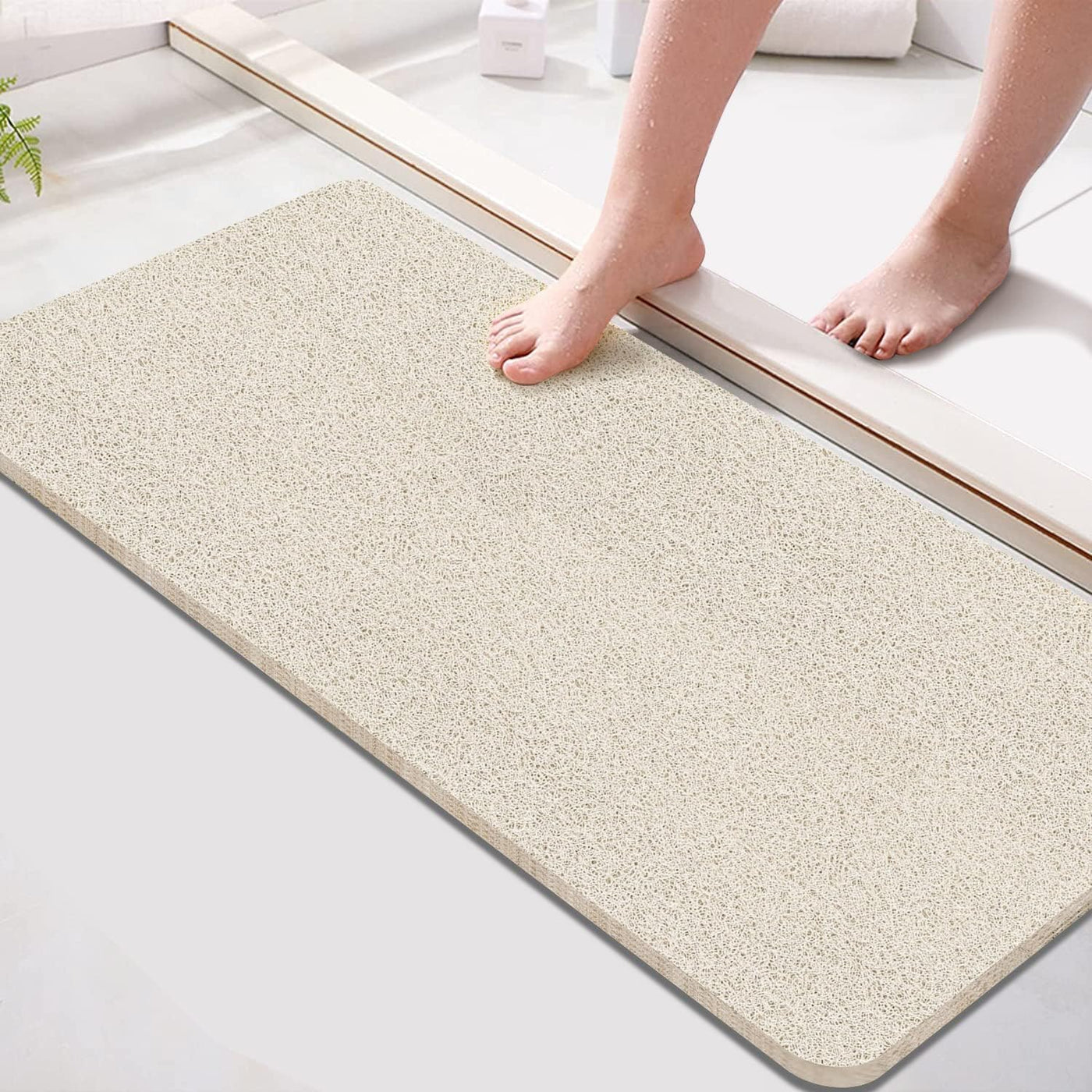 Loofah Shower Mat – 15.7x36 Non-Slip, Light Green
