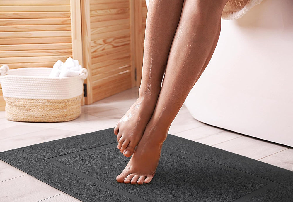 Gray Cotton Bath Mat – 21"x34" Absorbent 2-Pack