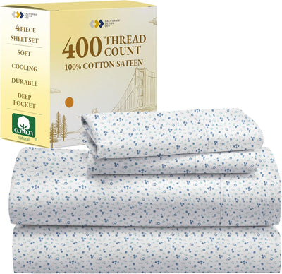 Full Size White Bed Sheets – 400 TC Cotton Set