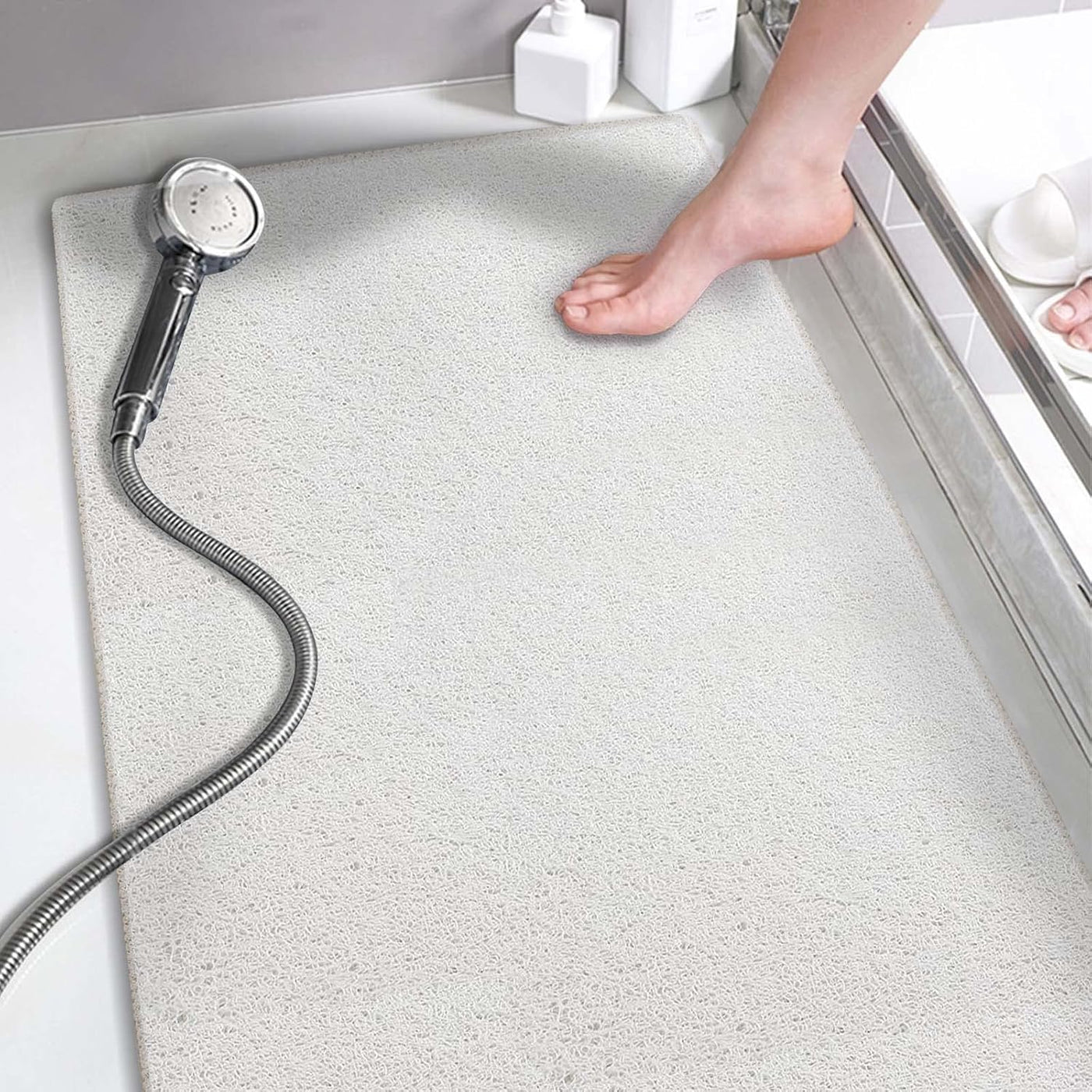 Loofah Shower Mat – 15.7x36 Non-Slip, Light Green