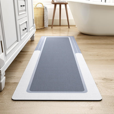 Grey Bath Mat – 17"x27" Thin Non-Slip Quick Dry
