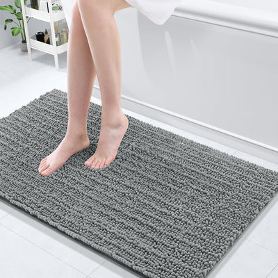 Ivory Chenille Bath Rug – 24"x16" Plush Non-Slip