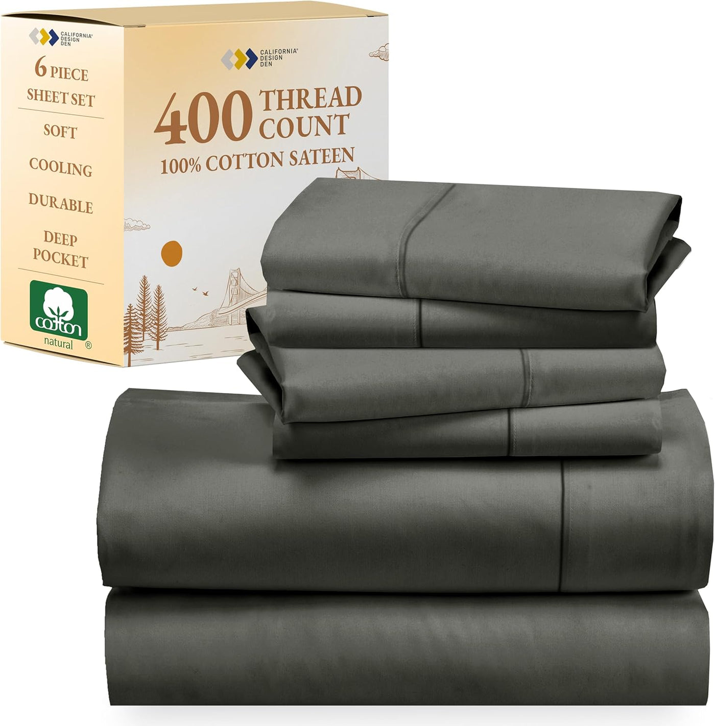 Full Size White Bed Sheets – 400 TC Cotton Set