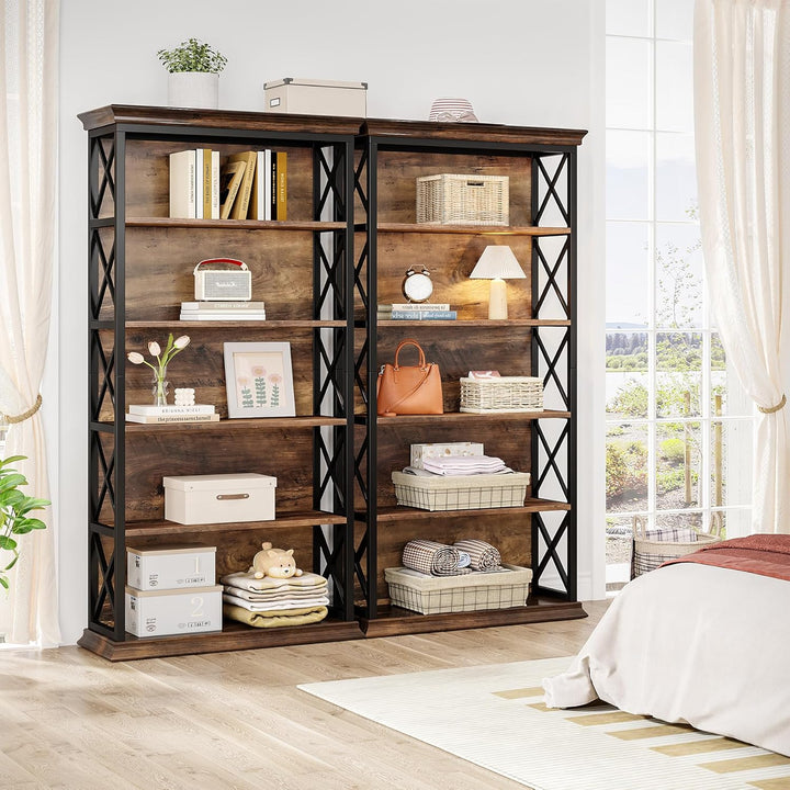 6-Tier Industrial Bookcase – 71" Tall