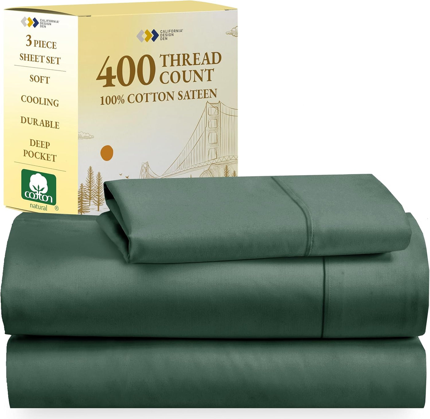 Full Size White Bed Sheets – 400 TC Cotton Set
