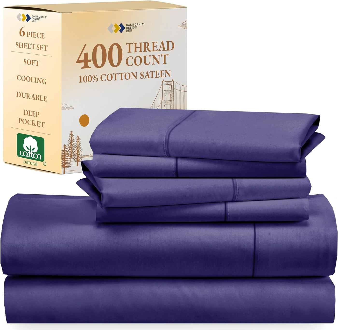 Full Size White Bed Sheets – 400 TC Cotton Set