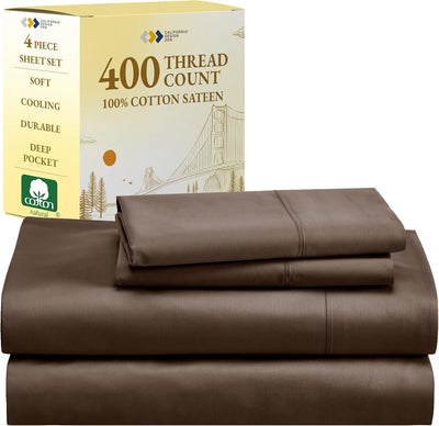 Full Size White Bed Sheets – 400 TC Cotton Set