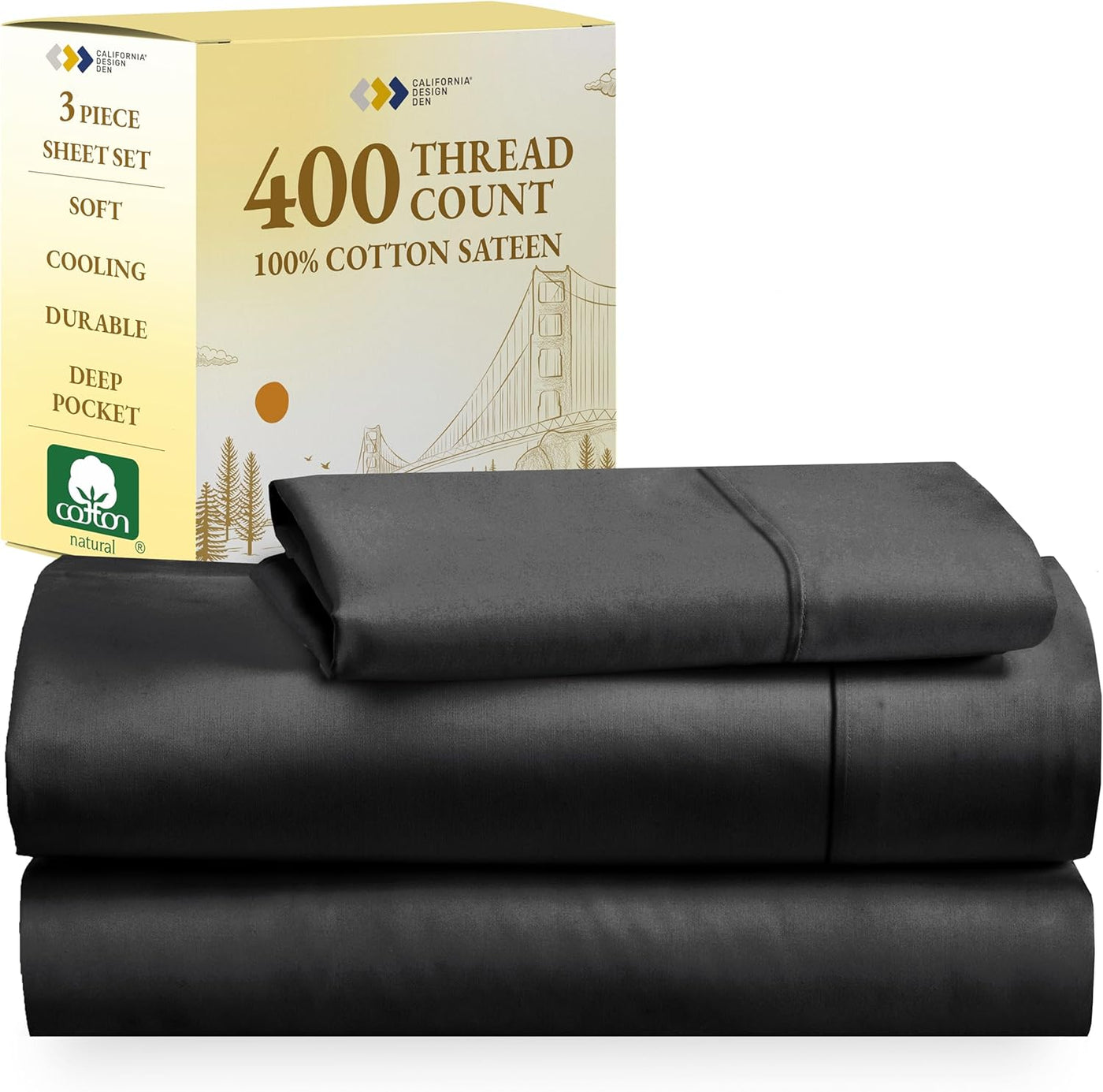Full Size White Bed Sheets – 400 TC Cotton Set