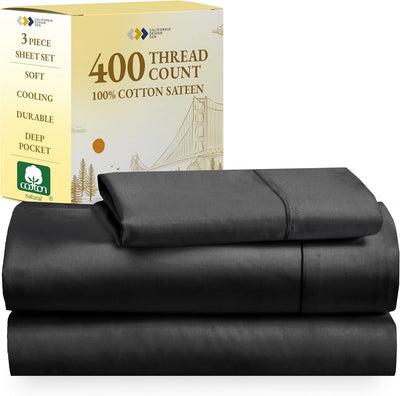 Full Size White Bed Sheets – 400 TC Cotton Set