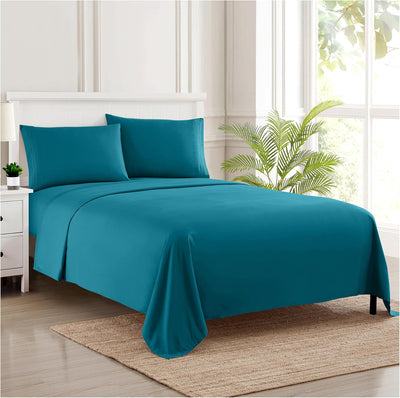 Queen Size Teal Bed Sheets – Luxury Deep Pocket Set