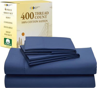 Full Size White Bed Sheets – 400 TC Cotton Set
