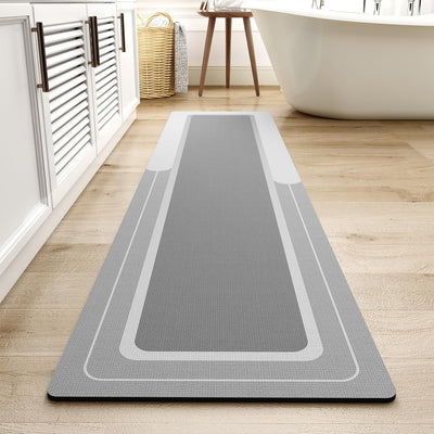 Grey Bath Mat – 17"x27" Thin Non-Slip Quick Dry
