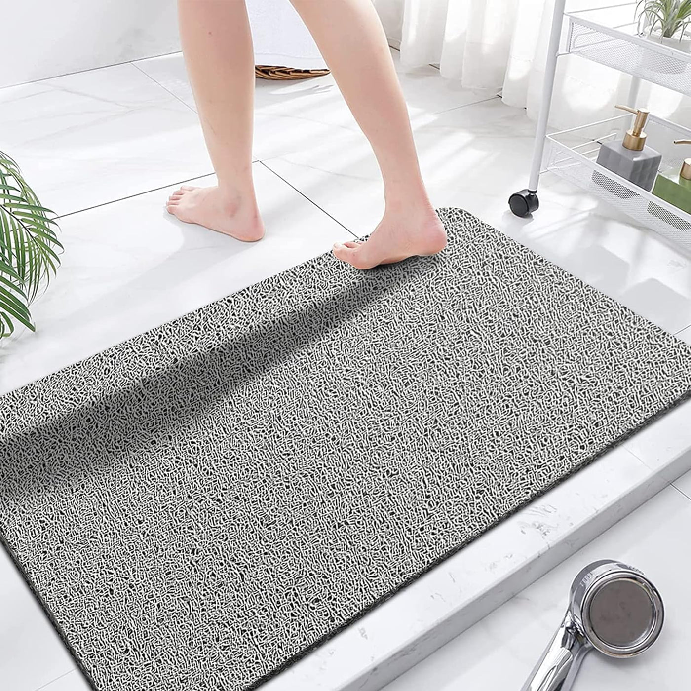 Loofah Shower Mat – 15.7x36 Non-Slip, Light Green