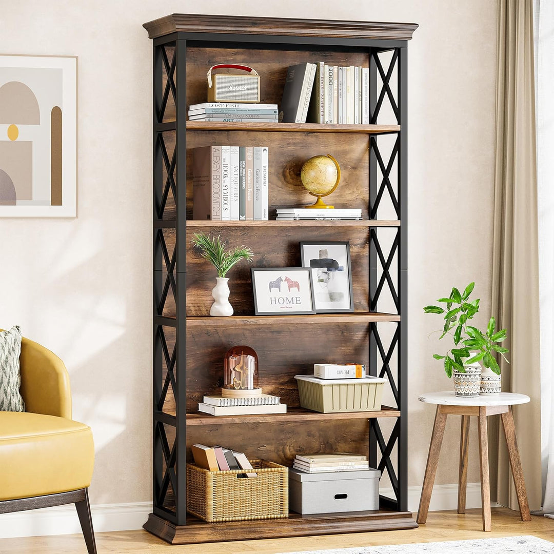 6-Tier Industrial Bookcase – 71" Tall