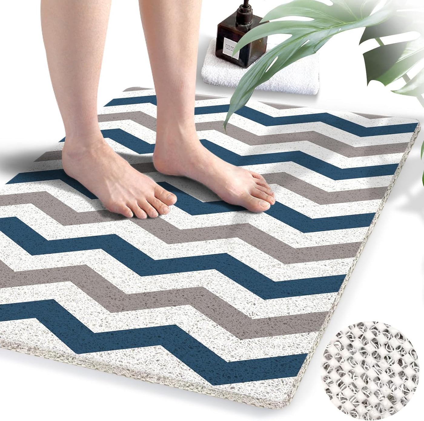 Loofah Shower Mat – 15.7x36 Non-Slip, Light Green