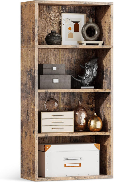 5-Tier Black Open Bookshelf – Tall Storage