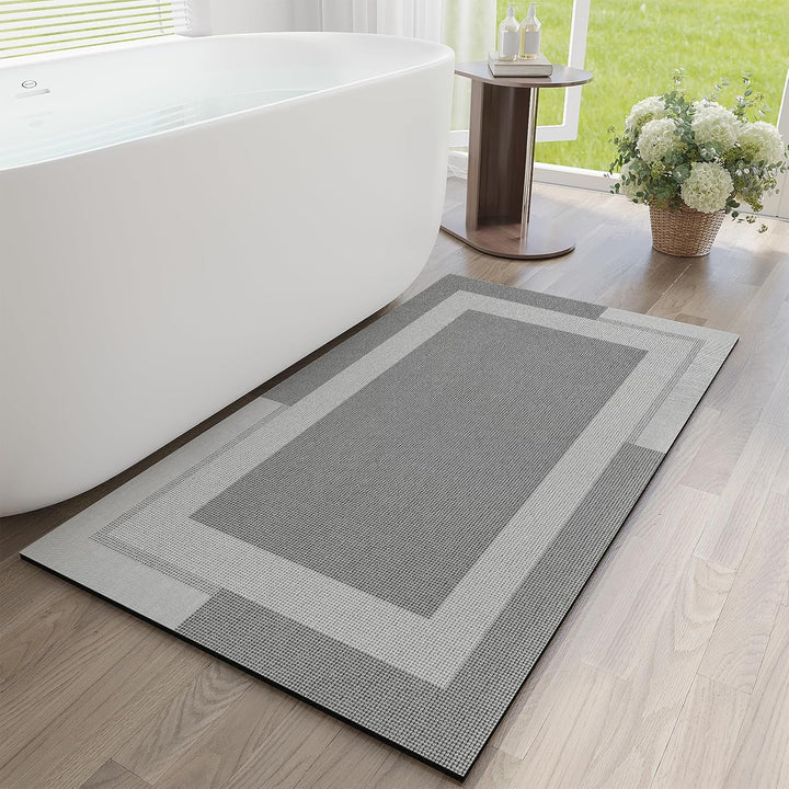 Beige Bath Mat – 16"x24" Thin Non-Slip Quick Dry