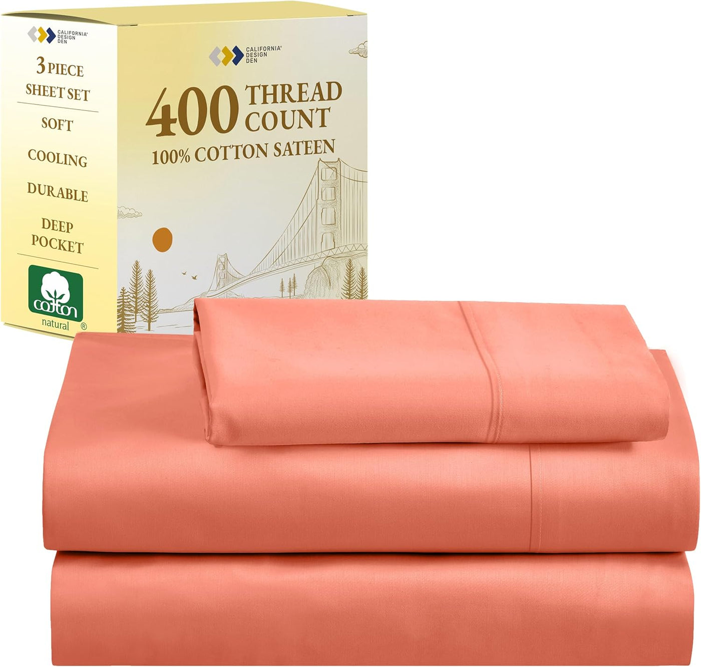 Full Size White Bed Sheets – 400 TC Cotton Set