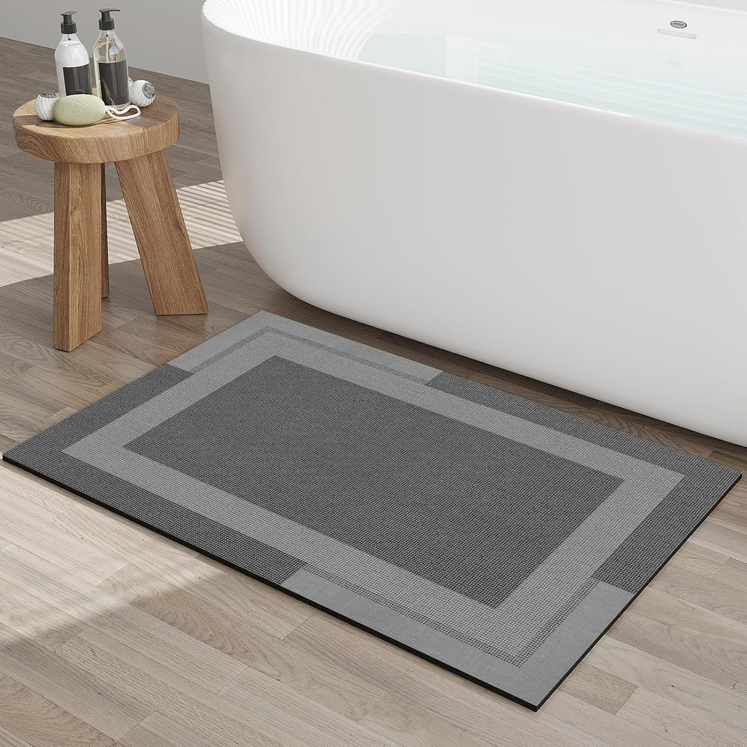 Beige Bath Mat – 16"x24" Thin Non-Slip Quick Dry