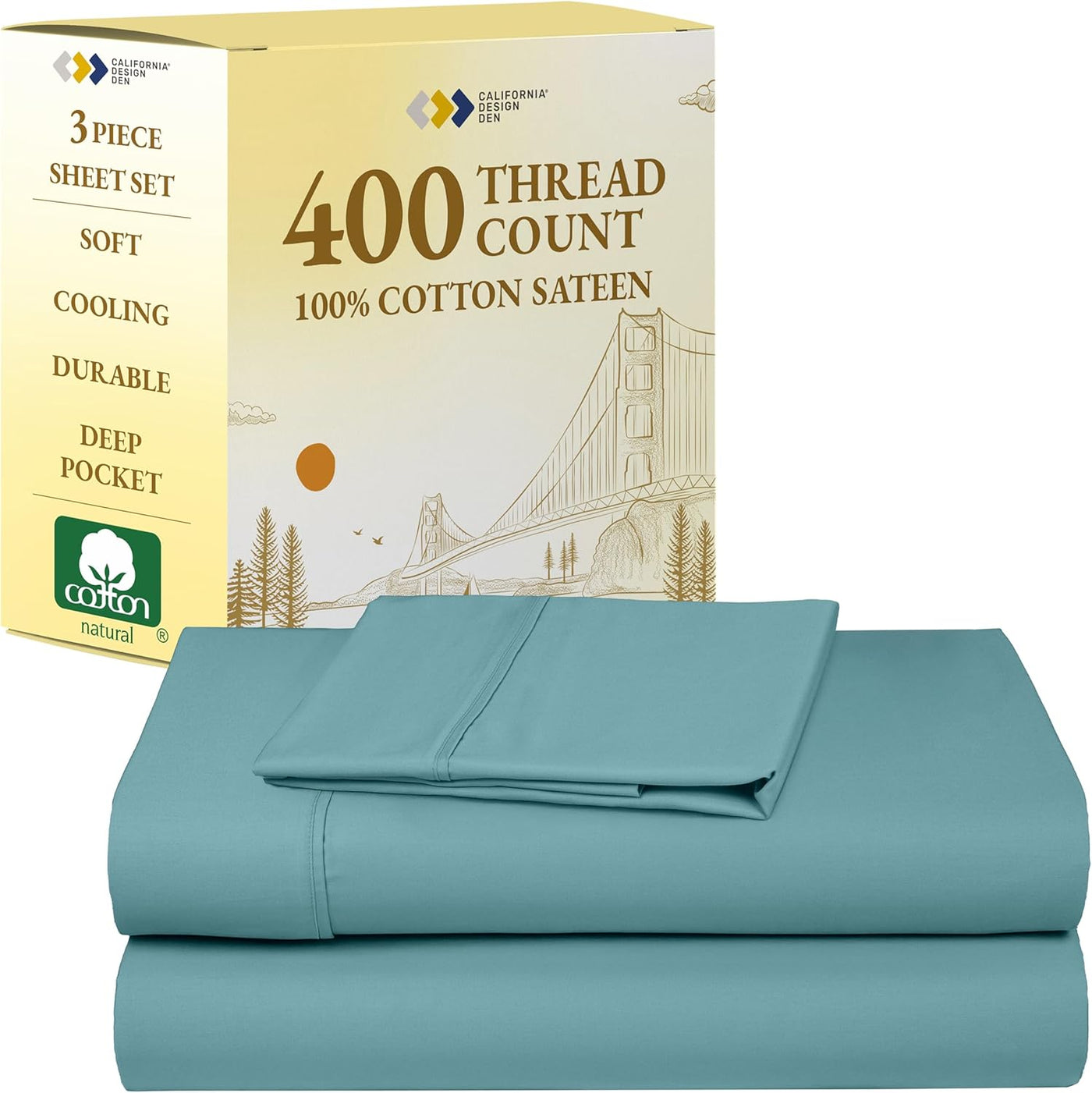 Full Size White Bed Sheets – 400 TC Cotton Set