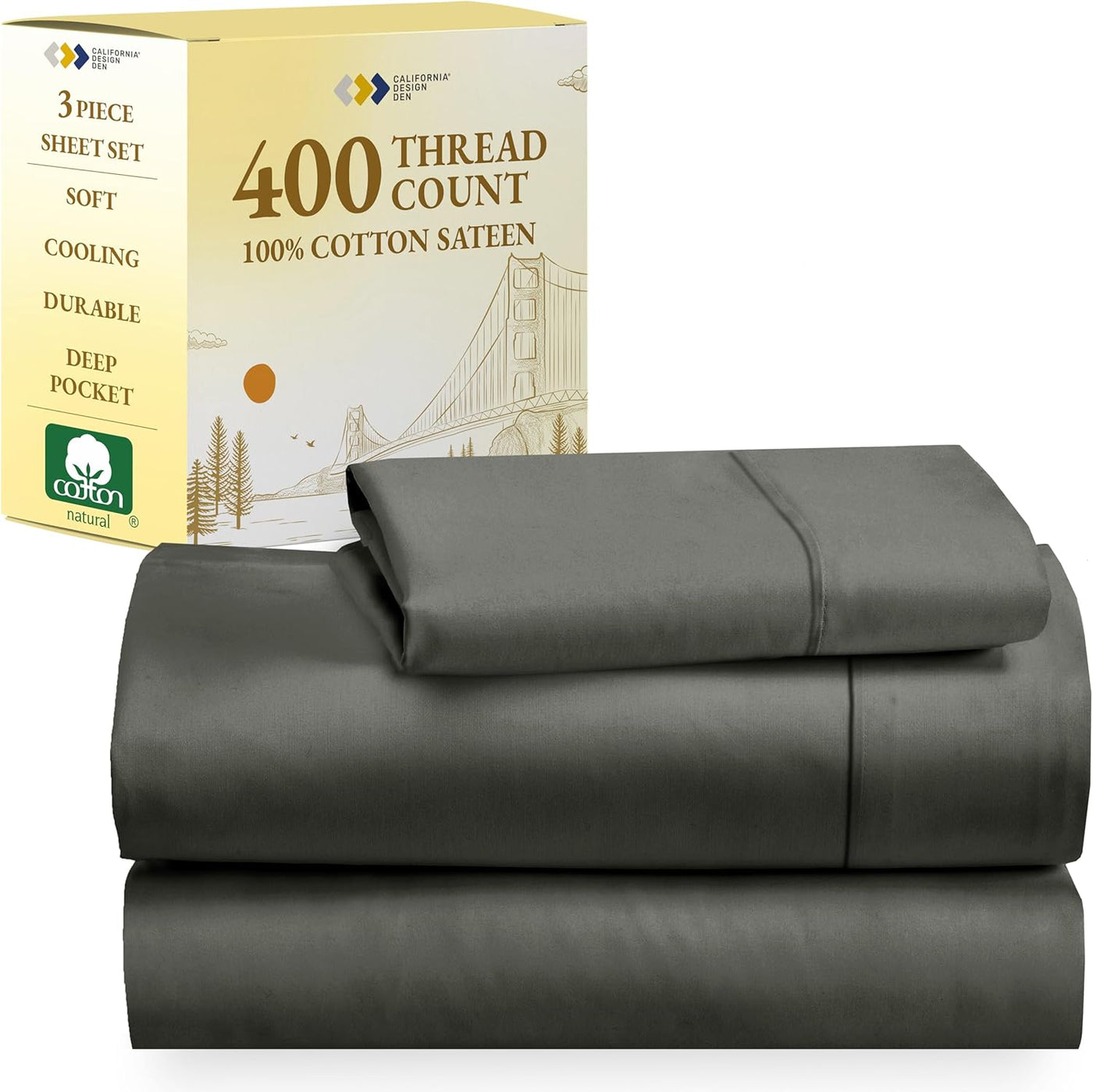 Full Size White Bed Sheets – 400 TC Cotton Set