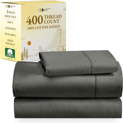 Full Size White Bed Sheets – 400 TC Cotton Set