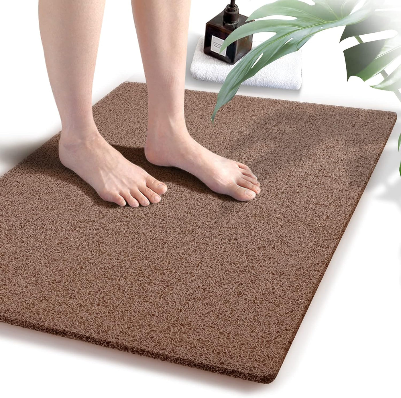 Loofah Shower Mat – 15.7x36 Non-Slip, Light Green