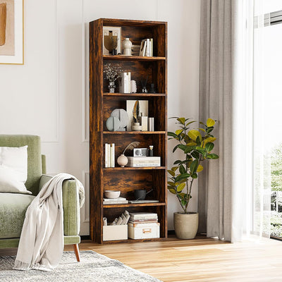 6-Tier Wooden Bookshelf – 71" Tall, White