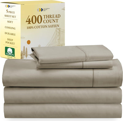 Full Size White Bed Sheets – 400 TC Cotton Set