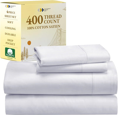 Full Size White Bed Sheets – 400 TC Cotton Set