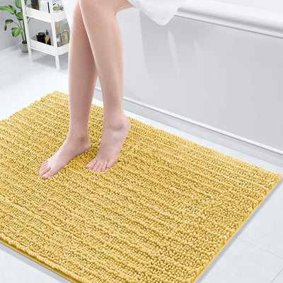 Ivory Chenille Bath Rug – 24"x16" Plush Non-Slip