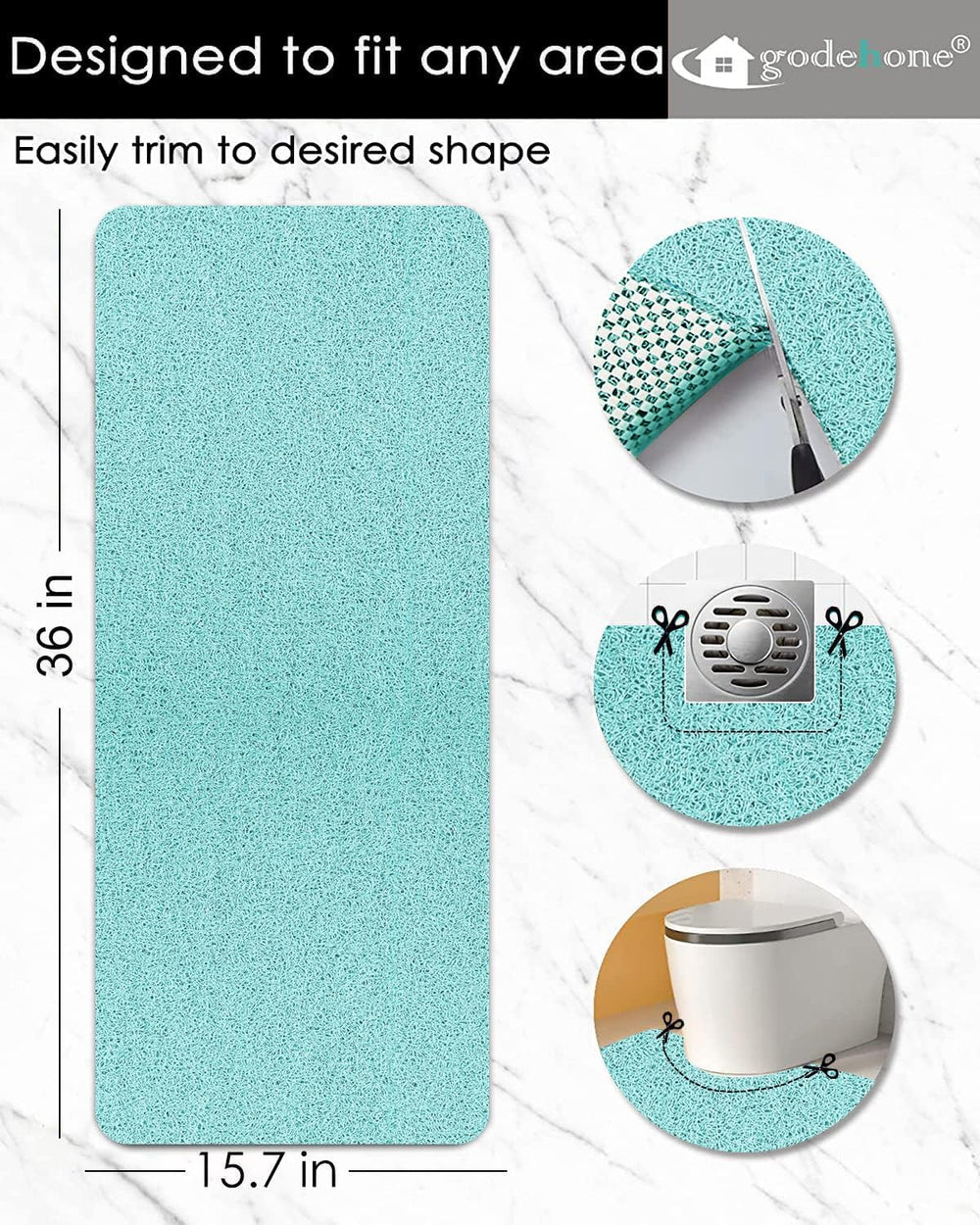 Loofah Shower Mat – 15.7x36 Non-Slip, Light Green