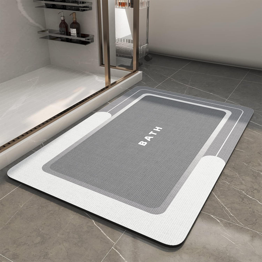 Grey Bath Mat – 17"x27" Thin Non-Slip Quick Dry