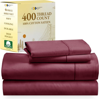 Full Size White Bed Sheets – 400 TC Cotton Set