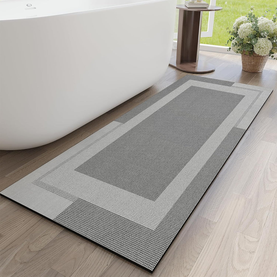 Beige Bath Mat – 16"x24" Thin Non-Slip Quick Dry